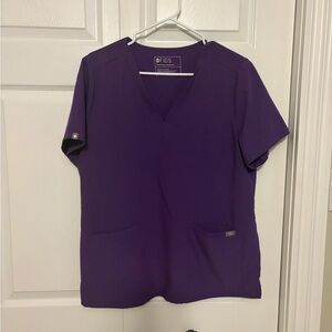 Figs Casma Three pocket Women's V-Neck Scrub Top in Deep Purple